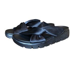 Alegria Rylie Sandals US 9 EU 39 Black Slides Comfort Neutral Satin Adjustable